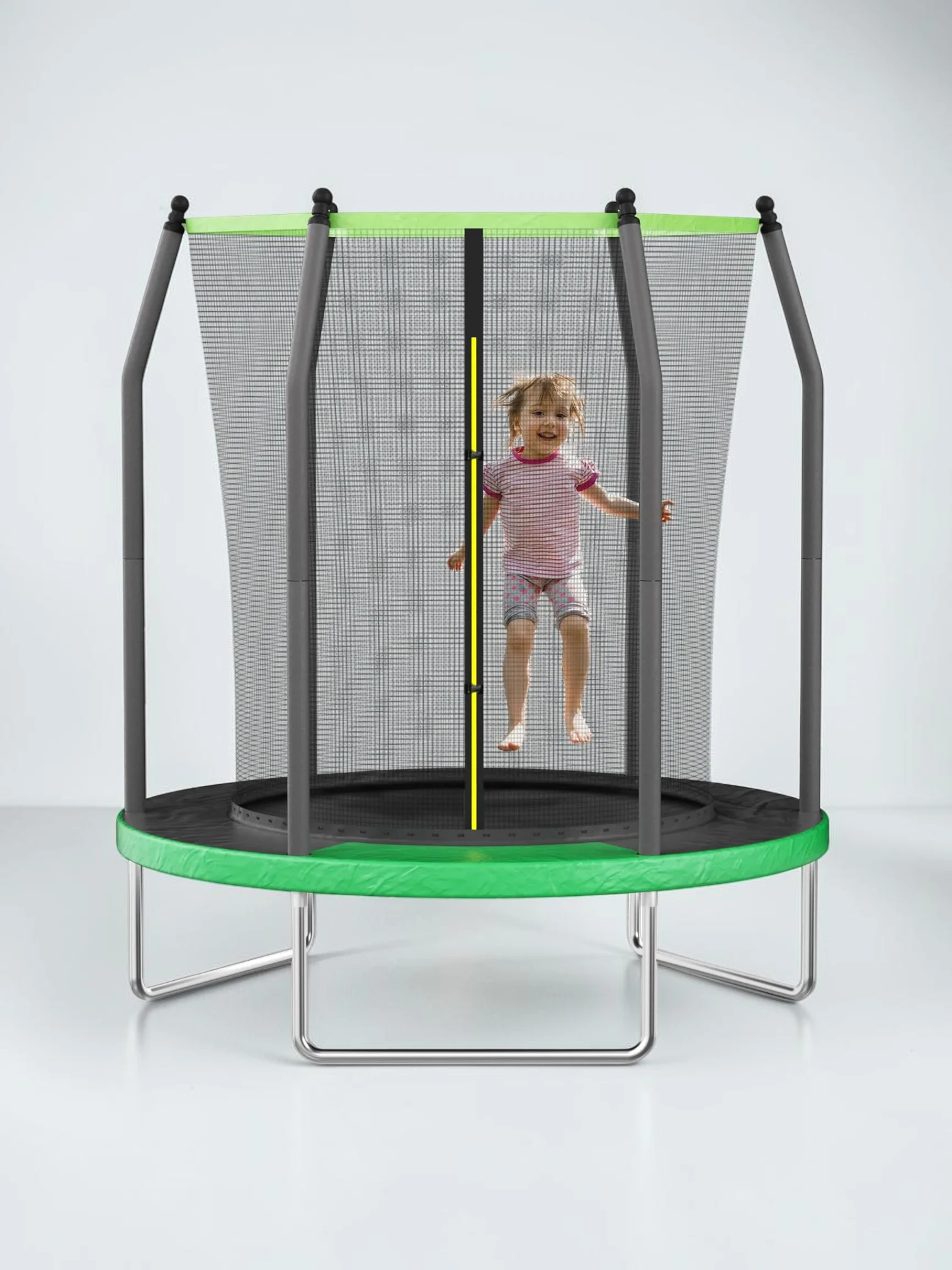 kidtramp 6 FT Trampoline for Kids with Enclosure Net, Galvanized Steel Frame, ASTM Approved, Green