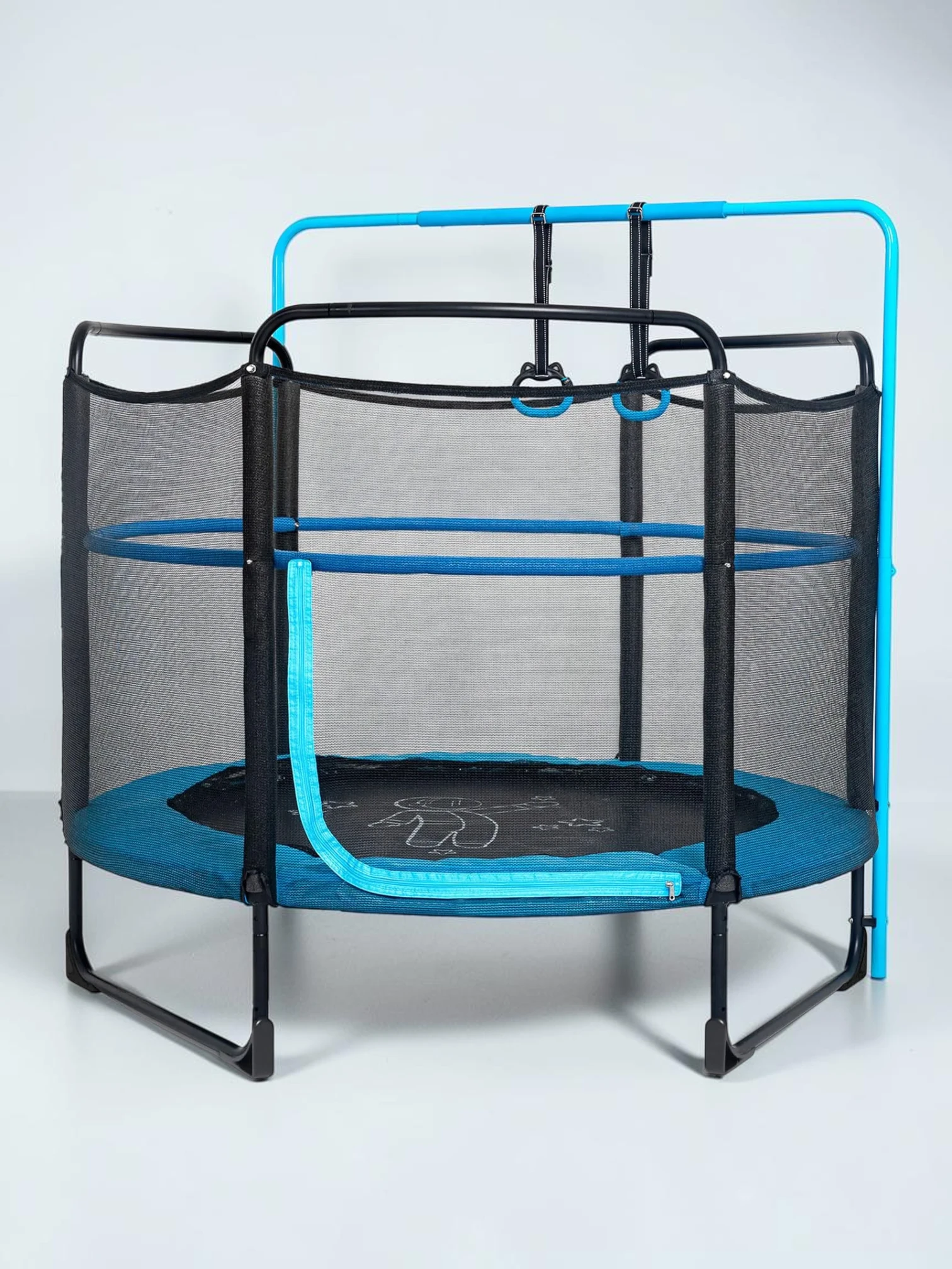 kidtramp 60" Toddler Trampoline with Enclosure Net, Steel Frame Indoor Outdoor Kids Bouncer, Blue