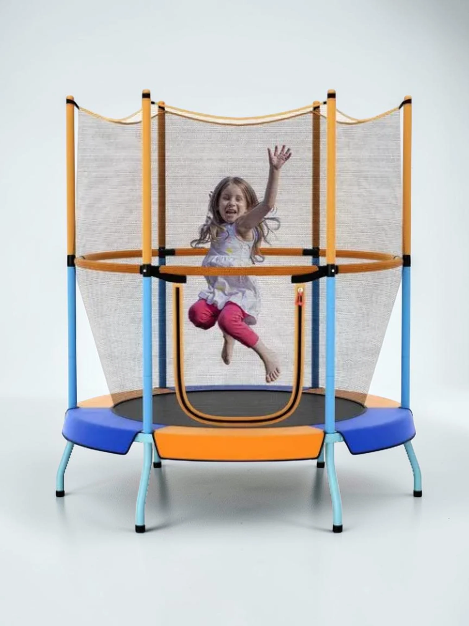 kidtramp Toddler Trampoline, 48-inch Indoor/Outdoor Rebounder with Enclosure Net and U-Shape Access, ASTM Certified Steel Frame, Orange
