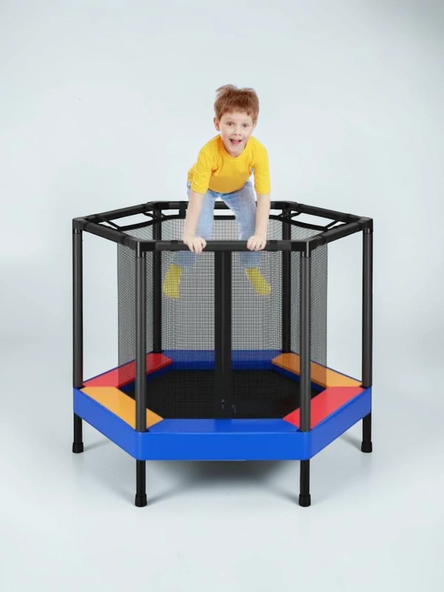 kidtramp 48 Inches Hexagonal Kids Trampoline with Foam Padded Handrails