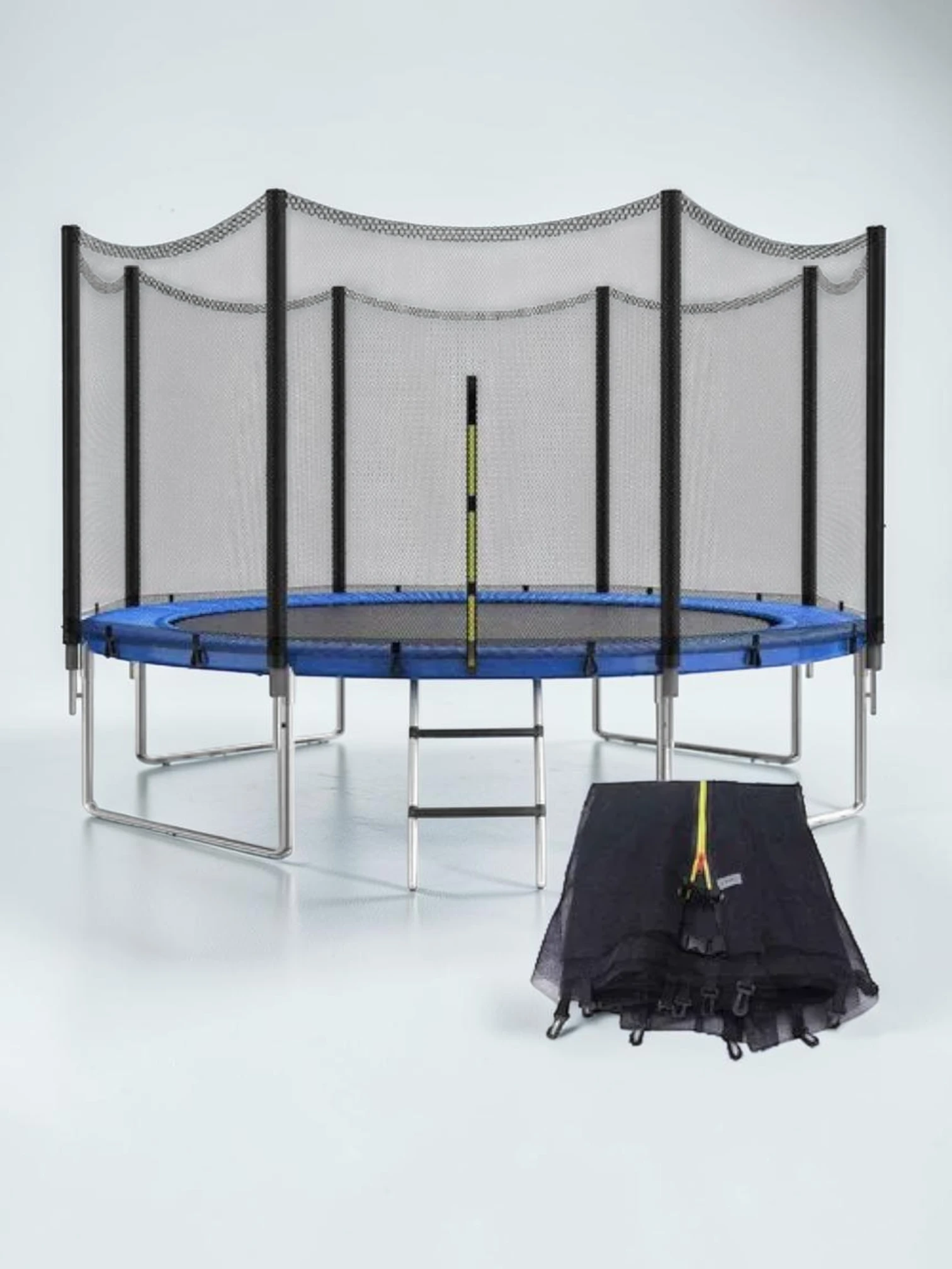 kidtramp Trampoline Safety Net, Replacement Enclosure for 4ft-16ft Garden Trampolines, PE Mesh, 427cm-8Poles-14ft, Black