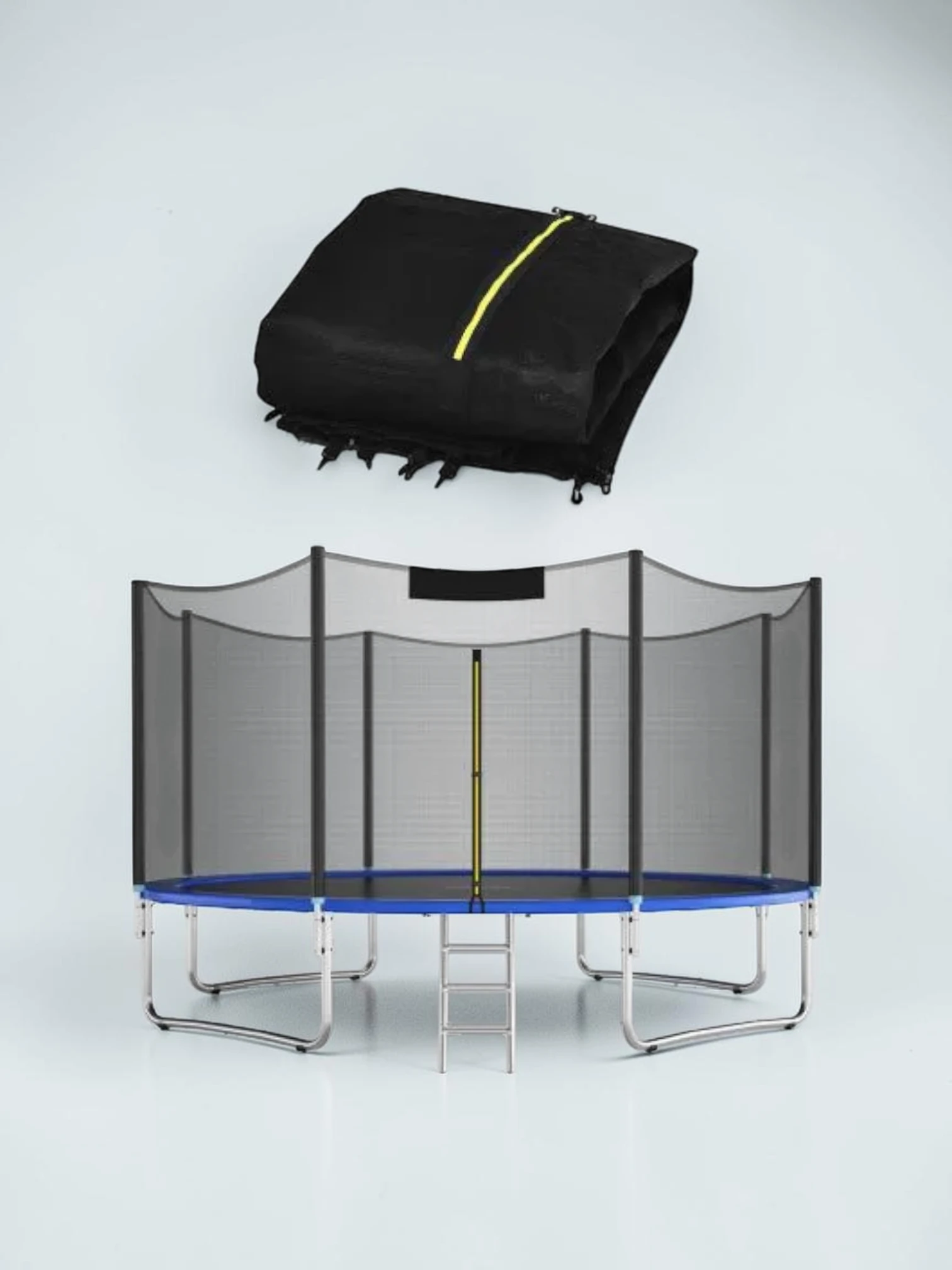 kidtramp Trampoline Safety Enclosure Net - PE Mesh - 8 ft Round Trampoline with 6 Straight Poles