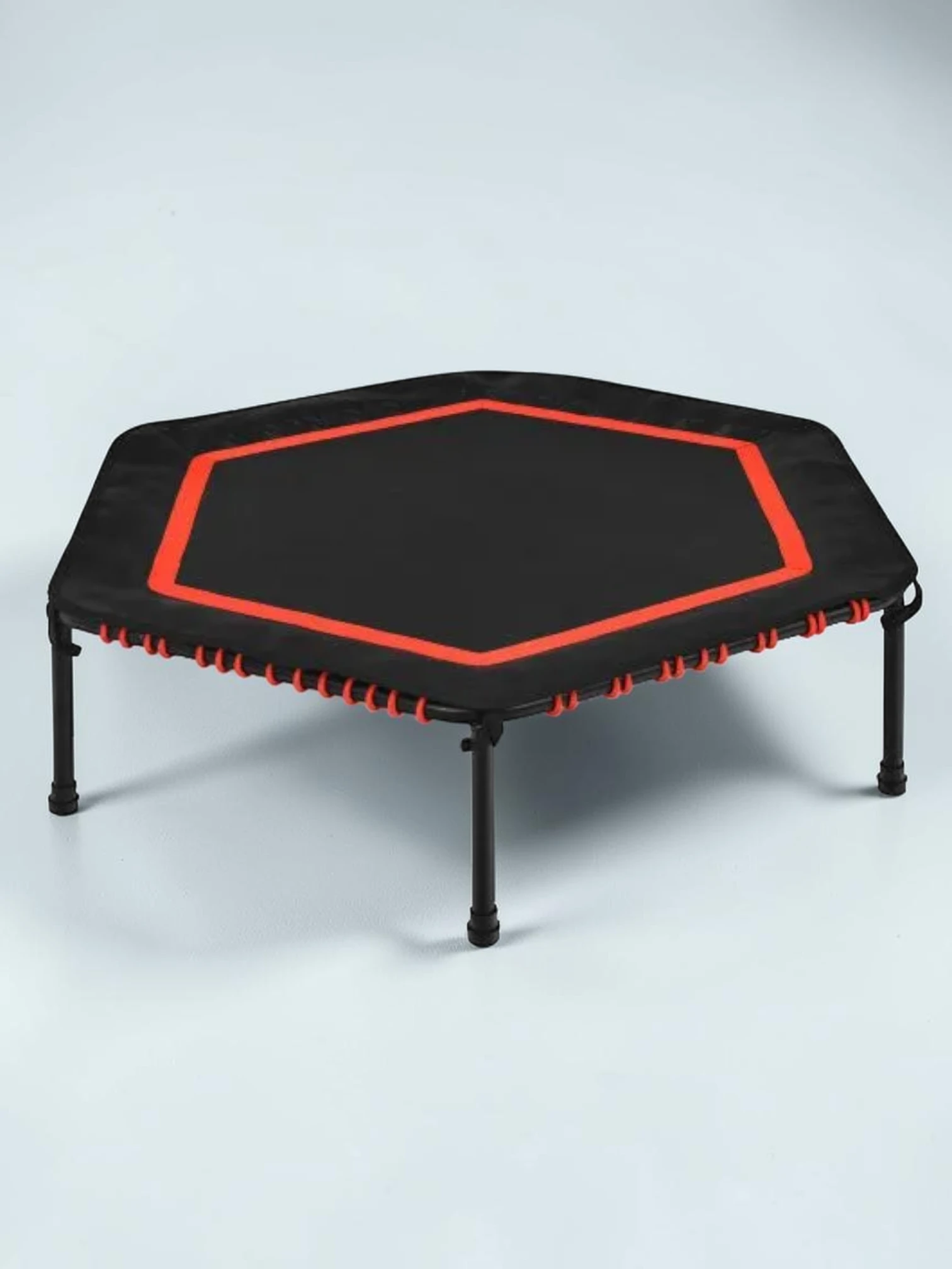 kidtramp 50 Inch Hexagonal Fitness Trampoline, Iron Frame Rebounder with Safety Pad-Red