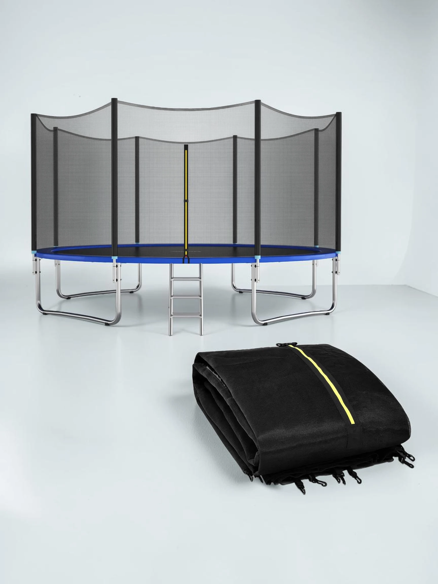 kidtramp Trampoline Safety Net Replacement for 15ft Round Frame, 6-Pole Enclosure with Double-Headed Zipper and PE Mesh