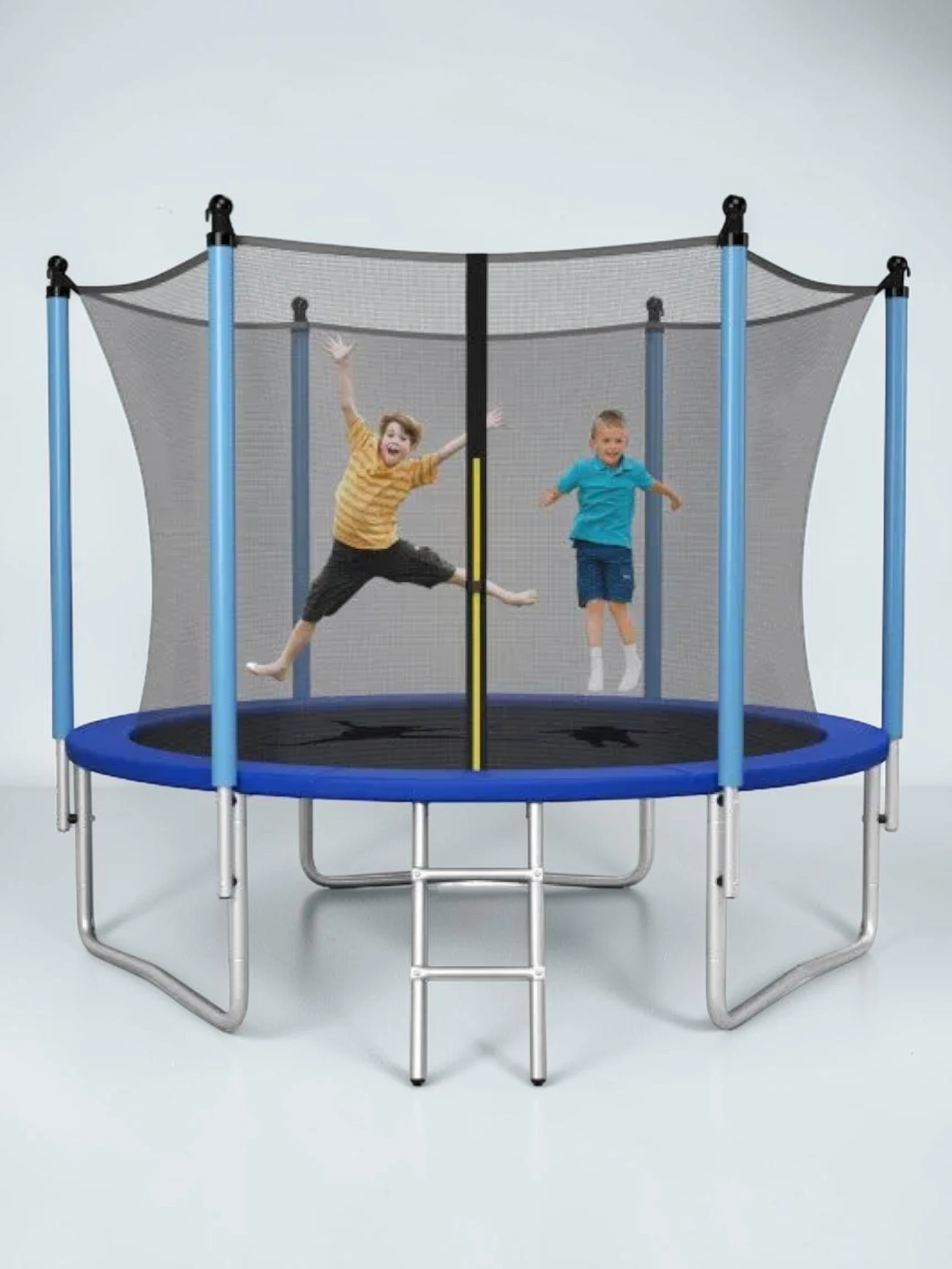 kidtramp 14 Foot Recreational Trampoline with Safety Enclosure Net and Ladder