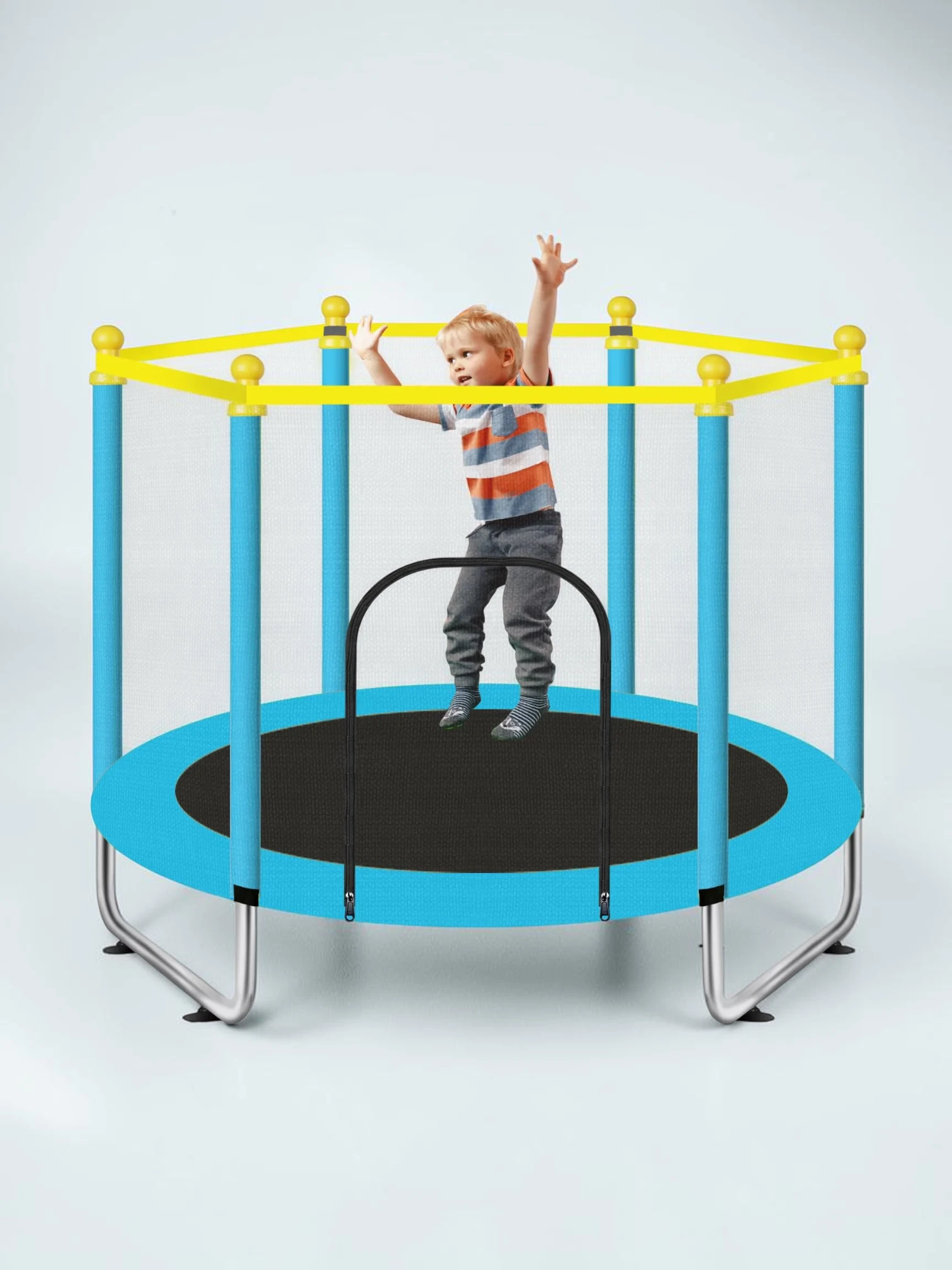 kidtramp 60-Inch Toddler Trampoline with Safety Enclosure, Indoor and Outdoor Kids Bouncer, Blue
