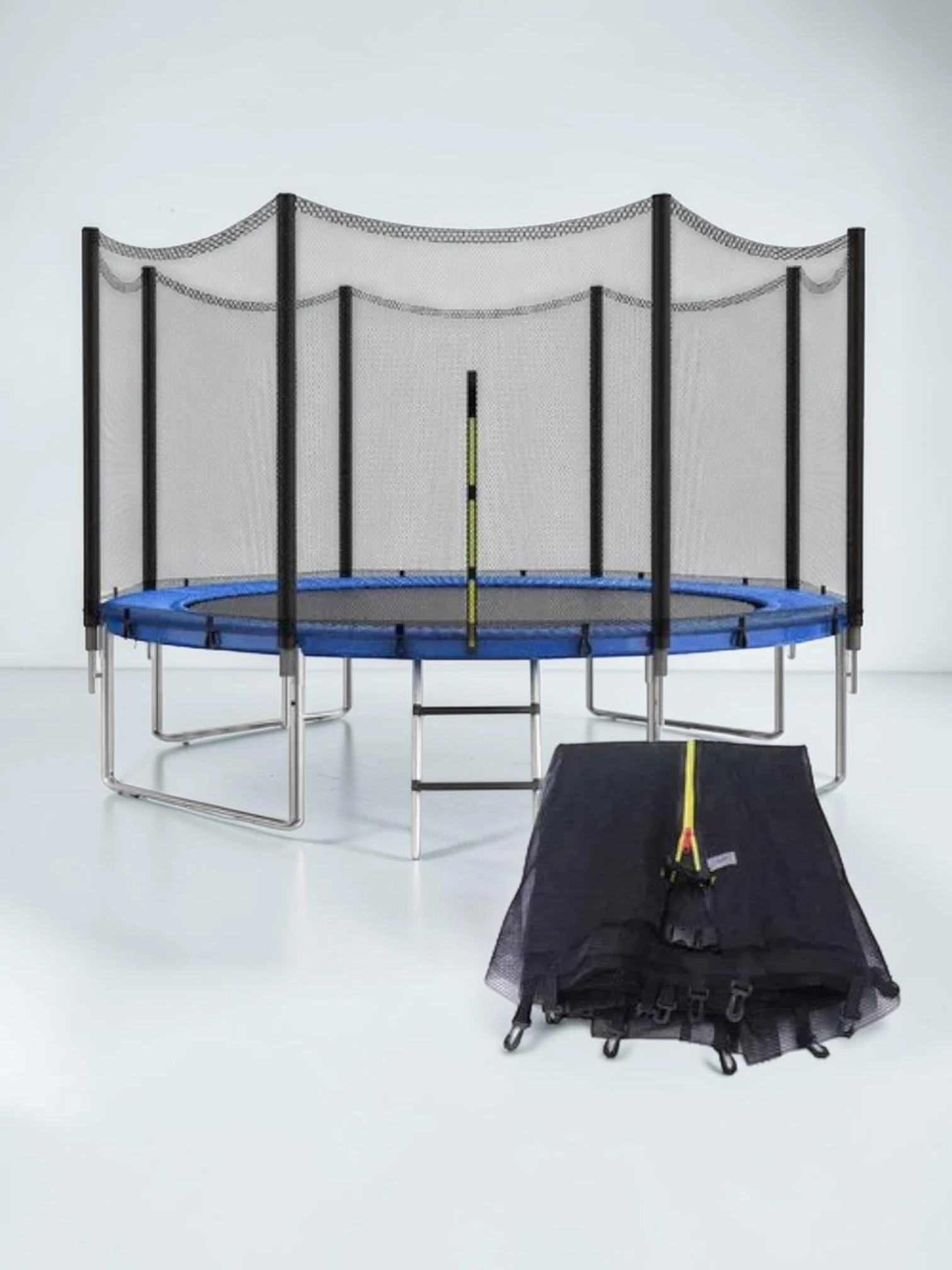 kidtramp Trampoline Safety Net, Replacement Enclosure for 4ft-16ft Circular Frames, PE Mesh, 488cm-12Poles-16ft, Black