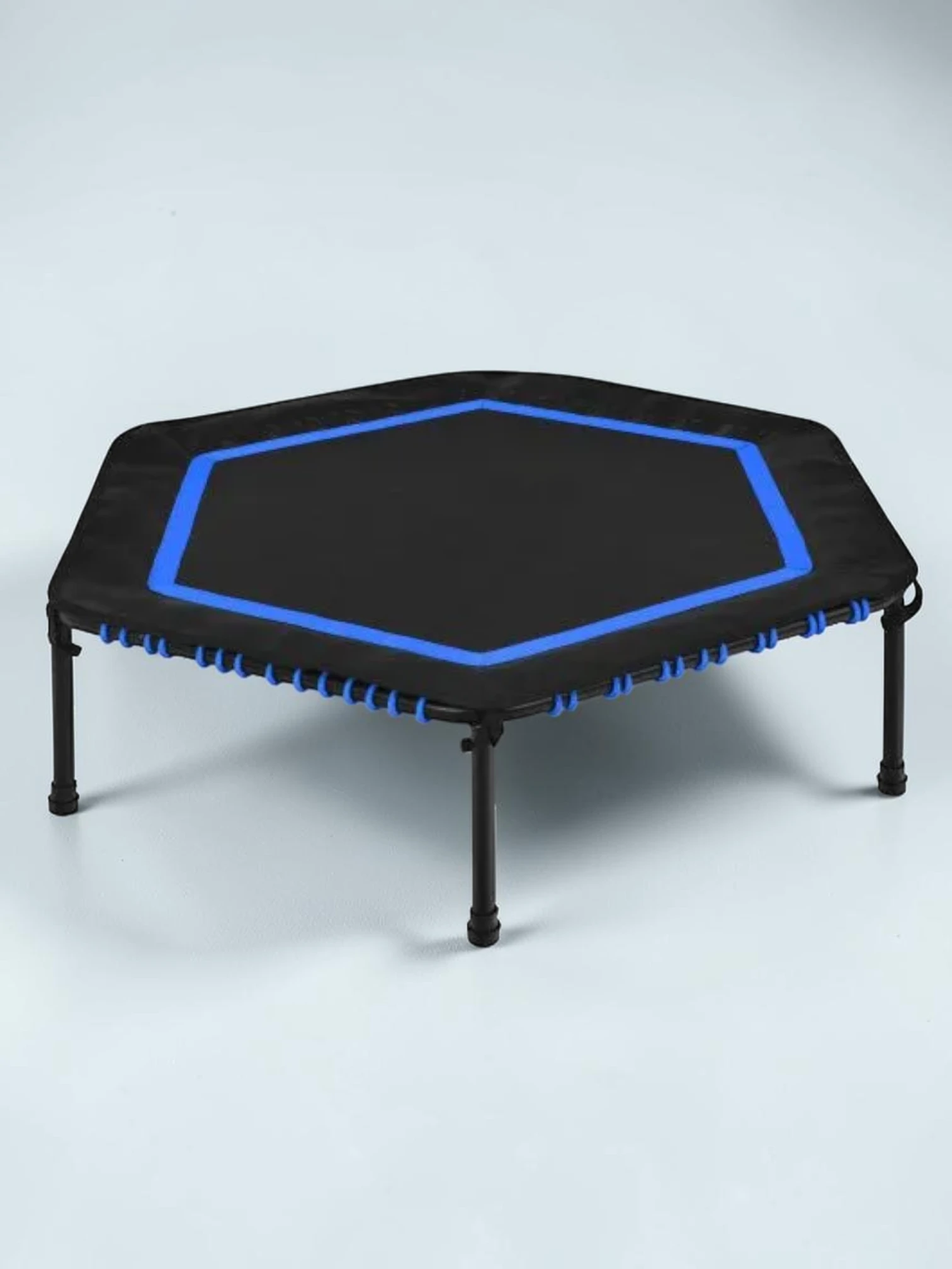 kidtramp 50 Inch Hexagonal Fitness Trampoline with Safety Pad - Blue
