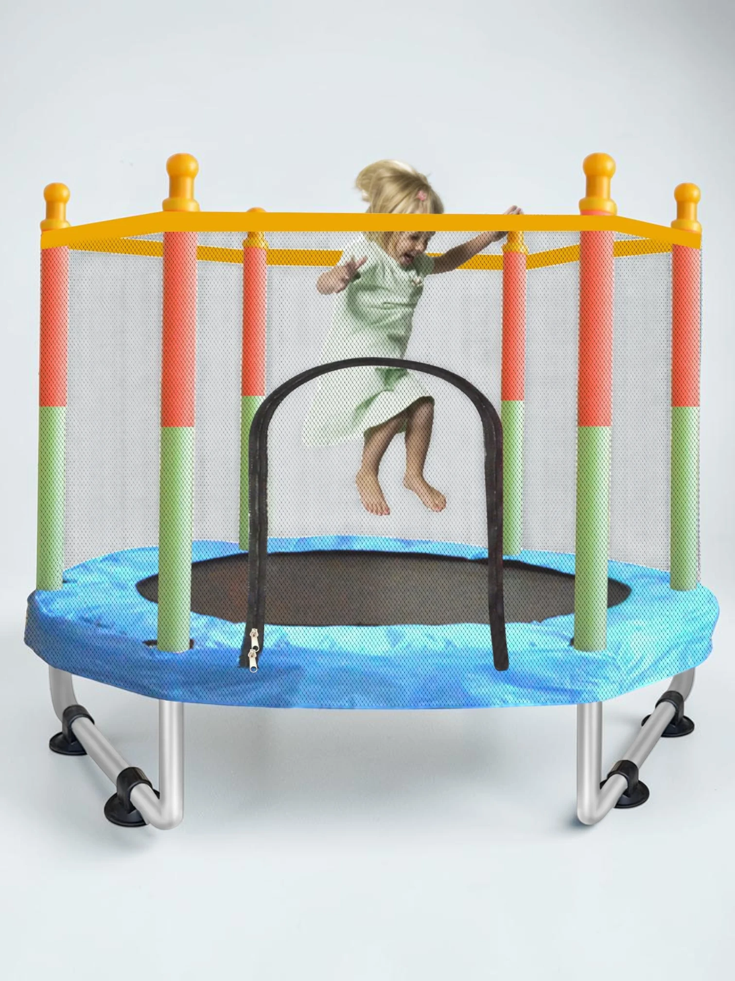 kidtramp 55-inch Toddler Trampoline with Safety Enclosure, Galvanized Steel Frame Mini Trampoline for Indoor and Outdoor Use
